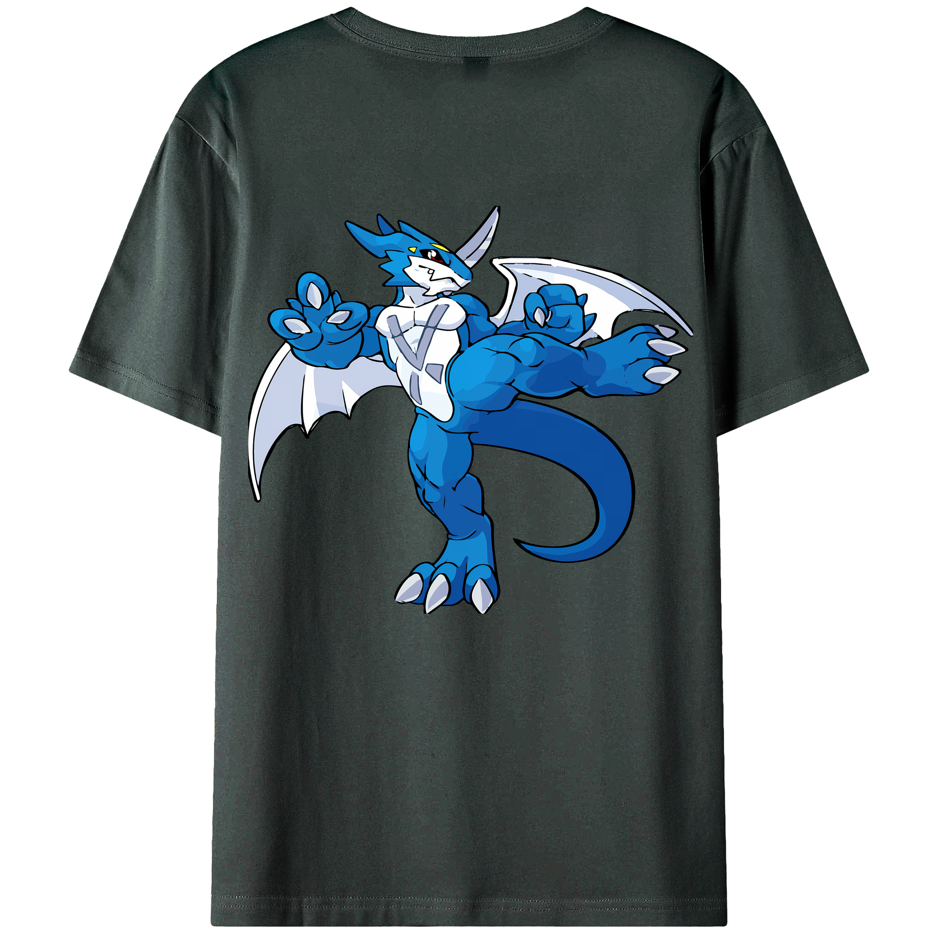 （画像用） Digimon デジタルモンスター/デジモン 綿100％ メンズ半袖Tシャツ（バックプリント） 通気性